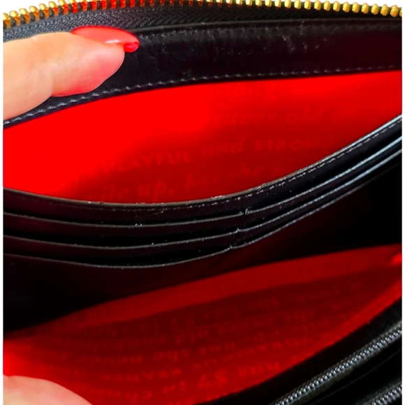 Kate Spade Signature Spade Lacey Wallet - Black/ Cream/Red (Style PWRU2968) - Picture 11 of 16